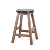 Ayka Round Counter Stool Metal Band Splayed Legs Brown Mahogany BM325446