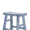 Rena Counter Stool Set of 2 Saddle Seat Ocean Blue Mahogany Wood BM325451