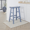 Rena Barstool Set of 2, Saddle Style Seat, Ocean Blue Mahogany Wood