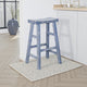Rena Barstool Set of 2, Saddle Style Seat, Ocean Blue Mahogany Wood