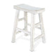 Rena Counter Stool Set of 2 Saddle Seat White Sand Mahogany Wood