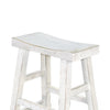 Rena Counter Stool Set of 2 Saddle Seat White Sand Mahogany Wood