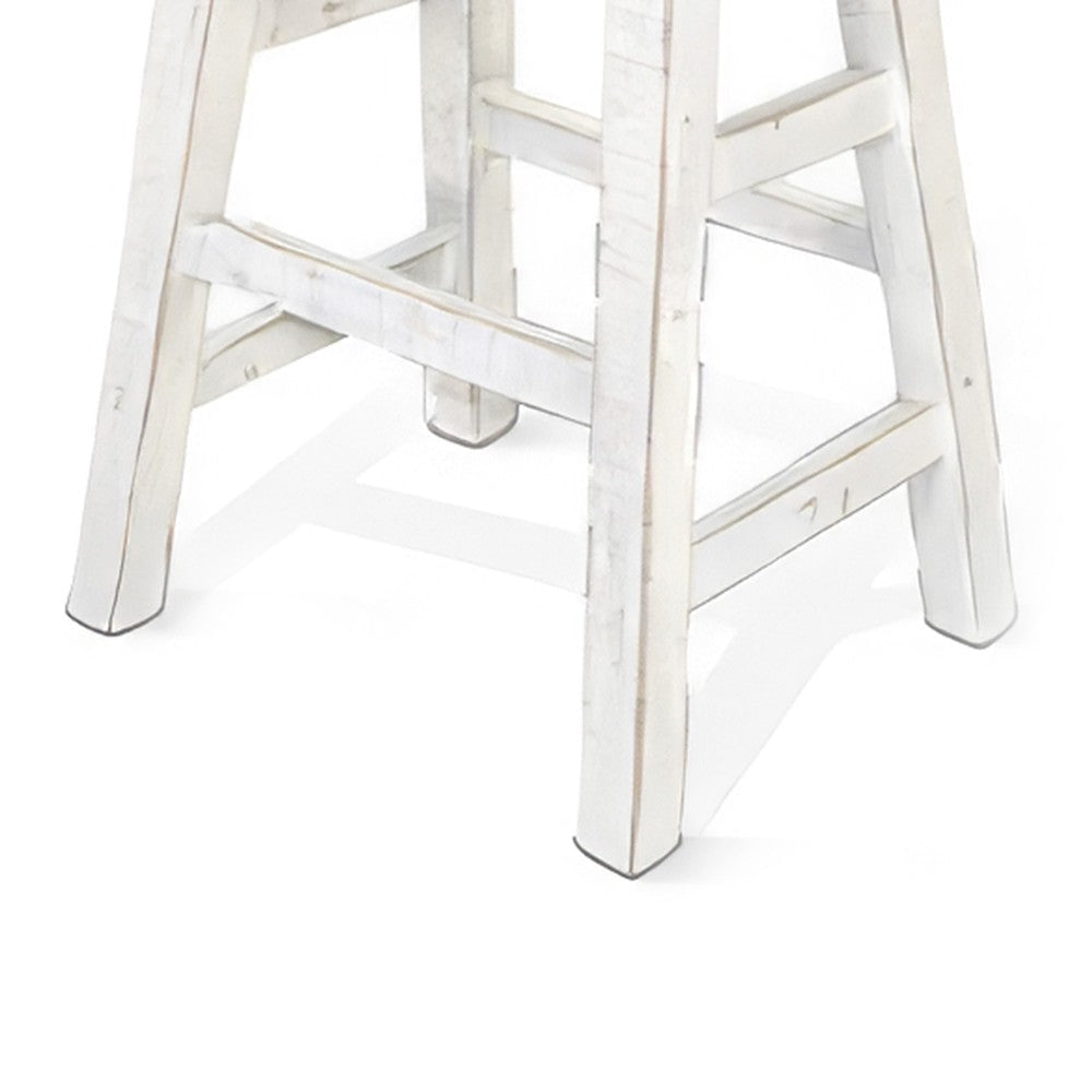 Rena Counter Stool Set of 2 Saddle Seat White Sand Mahogany Wood