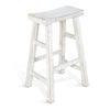 Rena Bar Stool Set of 2, Saddle Style Seat, White Sand Mahogany Wood