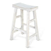 Rena Bar Stool Set of 2 Saddle Style Seat White Sand Mahogany Wood