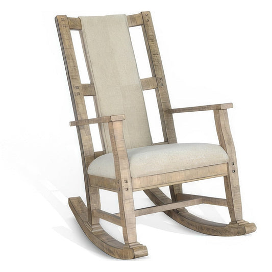 Rena Rocking Chair, Cushion Seat and Back, Brown Mahogany Mindy Wood