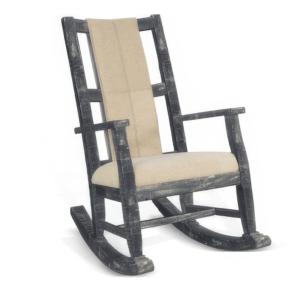 Rena Rocking Chair Cushion Seat and Back Black Mahogany Mindy Wood BM325459