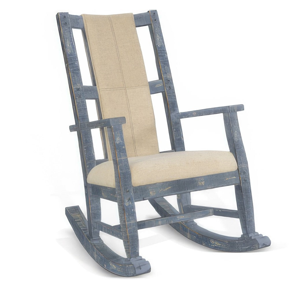 Rena Rocking Chair Cushion Seat and Back Blue Mahogany Mindy Wood BM325460