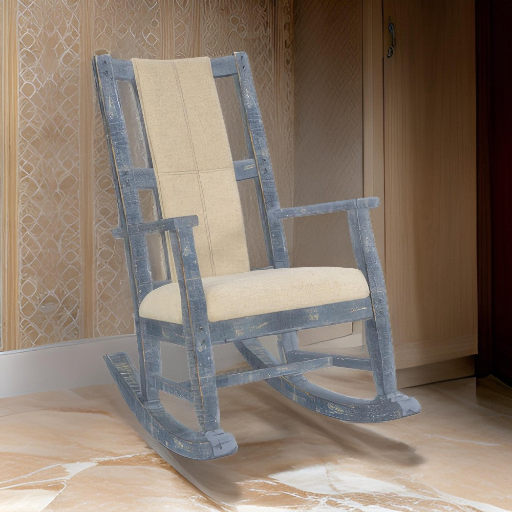 Buy Rena Rocking Chair, Cushion Seat and Back, Blue Mahogany Mindy Wood ...
