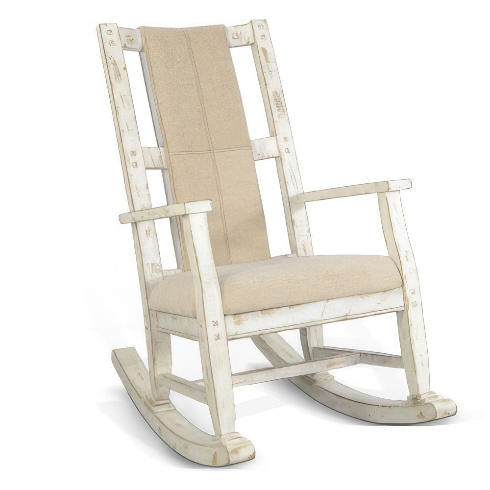 Rena Rocking Chair Cushion Seat and Back White Mahogany Mindy Wood BM325461