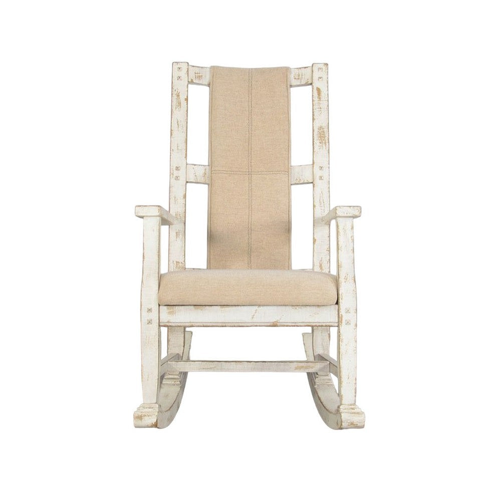 Rena Rocking Chair Cushion Seat and Back White Mahogany Mindy Wood BM325461