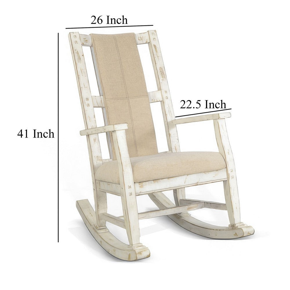 Rena Rocking Chair Cushion Seat and Back White Mahogany Mindy Wood BM325461