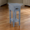 Rena Chairside Table with Drawer and Shelf, 14" Blue Mahogany Wood