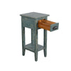 Rena Chairside Table Drawer and Shelf 14’’ Rustic Green Mahogany Wood BM325468