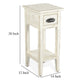 Rena Chairside Table Drawer and Shelf 14’’ Rustic White Mahogany Wood BM325469