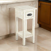 Rena Chairside Table, Drawer and Shelf, 14" Rustic White Mahogany Wood