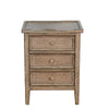 Rena Side End Table | 3 Drawers with Round Knobs | 19’’ Distressed Pebble Brown Mahogany Wood BM325470