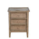 Rena Side End Table | 3 Drawers with Round Knobs | 19’’ Distressed Pebble Brown Mahogany Wood BM325470
