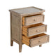 Rena Side End Table | 3 Drawers with Round Knobs | 19’’ Distressed Pebble Brown Mahogany Wood BM325470