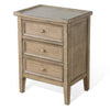 Rena Side End Table | 3 Drawers with Round Knobs | 19’’ Distressed Pebble Brown Mahogany Wood BM325470