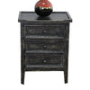 Rena End Table with 3 Drawers 19’’ Distressed Black Mahogany Wood BM325471