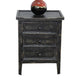 Rena End Table with 3 Drawers 19’’ Distressed Black Mahogany Wood BM325471