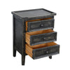 Rena End Table with 3 Drawers 19’’ Distressed Black Mahogany Wood BM325471