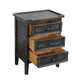 Rena End Table with 3 Drawers 19’’ Distressed Black Mahogany Wood BM325471