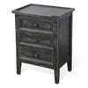 Rena End Table with 3 Drawers 19’’ Distressed Black Mahogany Wood BM325471