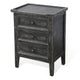 Rena End Table with 3 Drawers 19’’ Distressed Black Mahogany Wood BM325471