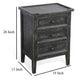 Rena End Table with 3 Drawers 19’’ Distressed Black Mahogany Wood BM325471