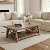 Anva Coffee Table, Light Brown Mahogany Wood, Shelf, Rectangular 52"