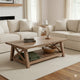 Anva Coffee Table, Light Brown Mahogany Wood, Shelf, Rectangular 52"