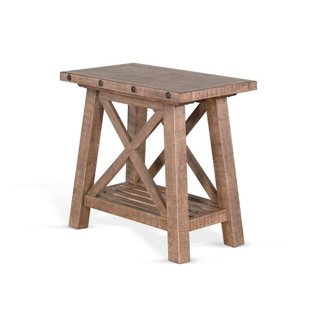 Anva Accent Chairside Table Light Brown Mahogany Rectangular 28’’ BM325473