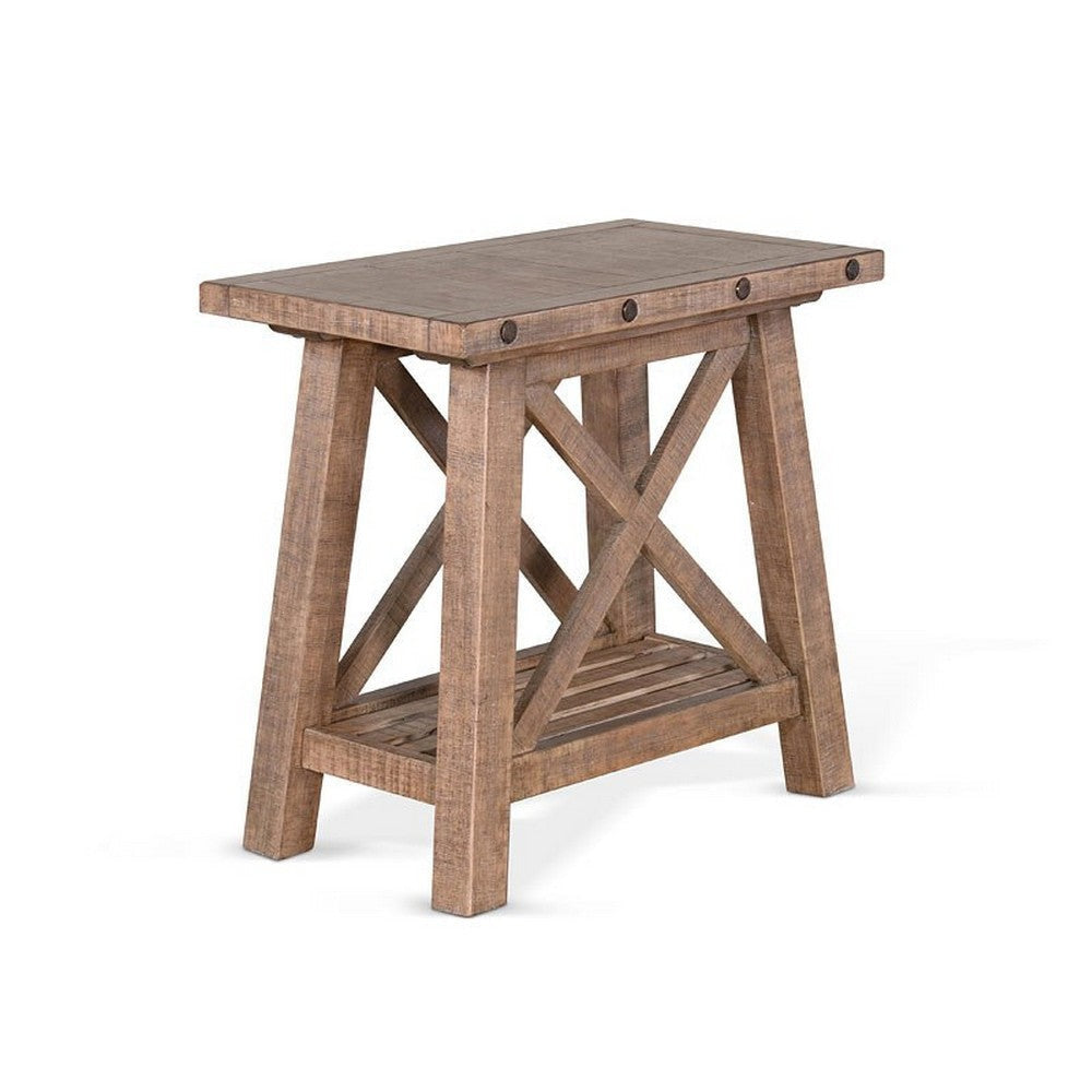 Anva Accent Chairside Table Light Brown Mahogany Rectangular 28’’ BM325473