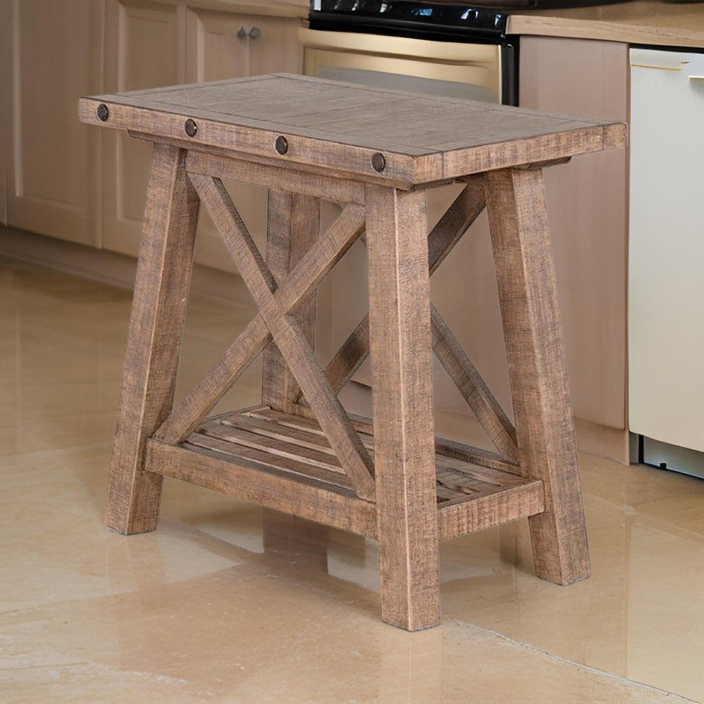 Anva Accent Chairside Table, Light Brown Mahogany, Rectangular 28"