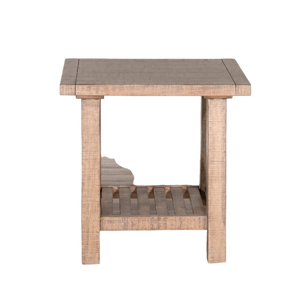 Anva End Table Light Brown Mahogany Wood 1 Shelf Rectangular 24’’ BM325474
