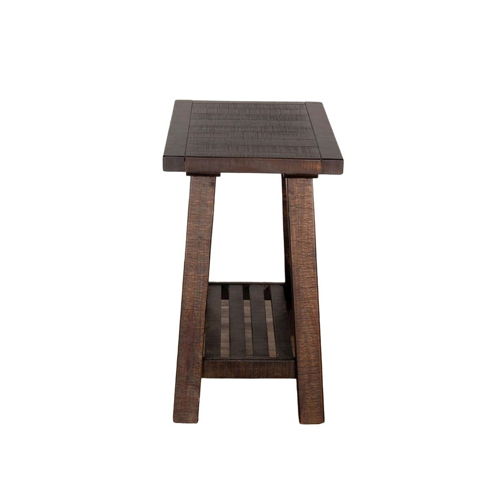 Anva Accent Chairside Table Dark Brown Mahogany Wood Rectangular 28’’ BM325477