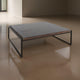 Lery Coffee Table, Dark Brown 50" Square Wood Top, Black Metal Frame