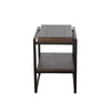 Lery Accent Chairside Table Dark Brown Mahogany Wood 24’’ Black Metal BM325481