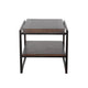 Lery End Table Dark Brown Wood 24’’ Black Metal Frame Bottom Shelf BM325482