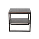 Lery End Table Dark Brown Wood 24’’ Black Metal Frame Bottom Shelf BM325482