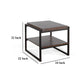 Lery End Table Dark Brown Wood 24’’ Black Metal Frame Bottom Shelf BM325482