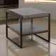 Lery End Table, Dark Brown Wood, 24" Black Metal Frame, Bottom Shelf