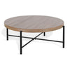 Reena Coffee Table Light Brown Mahogany Black Metal Frame Round 39’’ BM325484