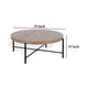 Reena Coffee Table Light Brown Mahogany Black Metal Frame Round 39’’ BM325484