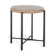 Reena Accent Chairside Table Light Brown Wood Black Metal Round 22’’ BM325485