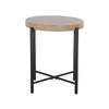 Reena Accent Chairside Table Light Brown Wood Black Metal Round 22’’ BM325485