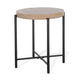 Reena Accent Chairside Table Light Brown Wood Black Metal Round 22’’ BM325485