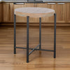 Reena Accent Chairside Table, Light Brown Wood, Black Metal, Round 22"